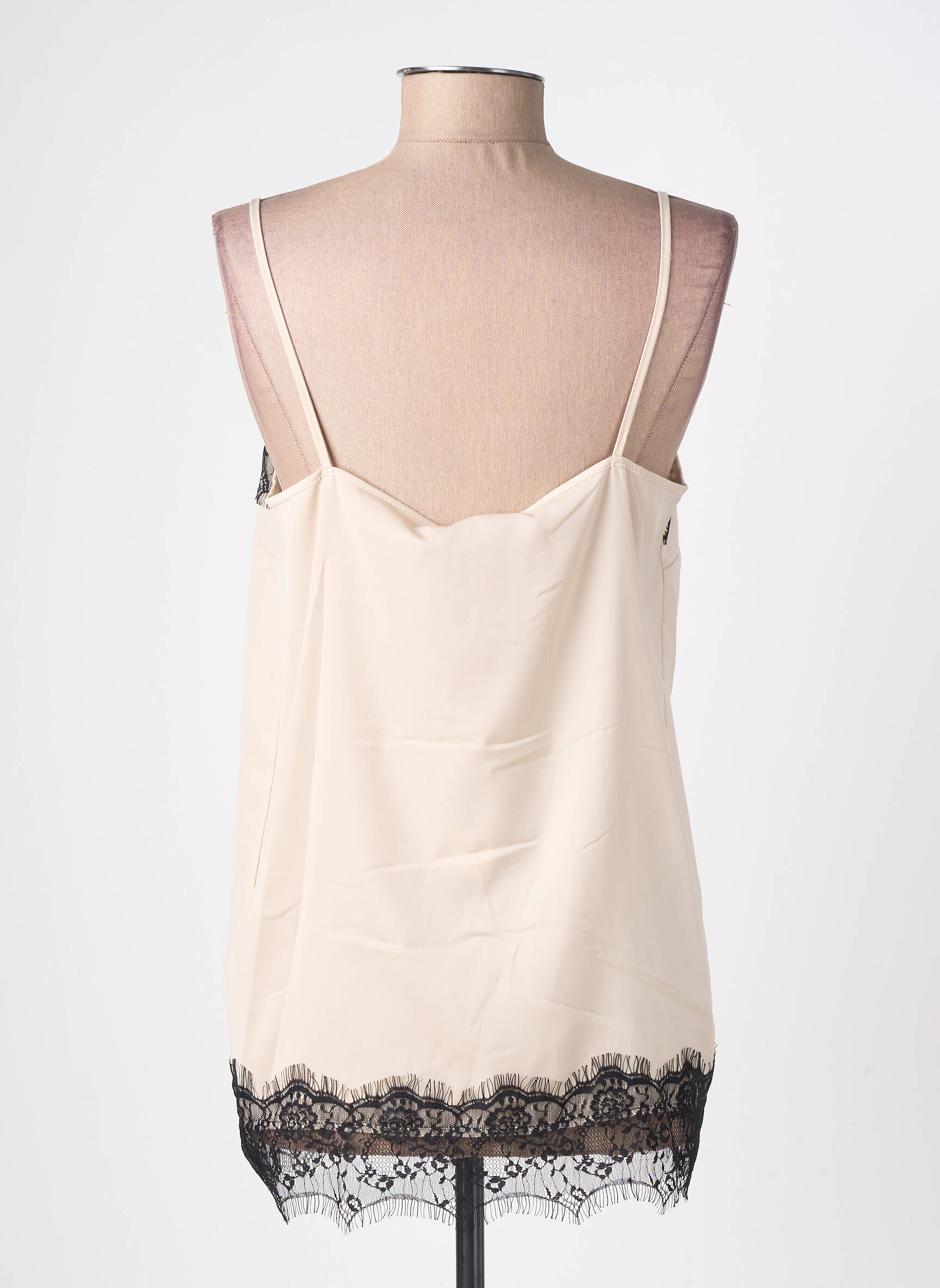 Top col carré fines bretelles beige RINASCIMENTO femme
