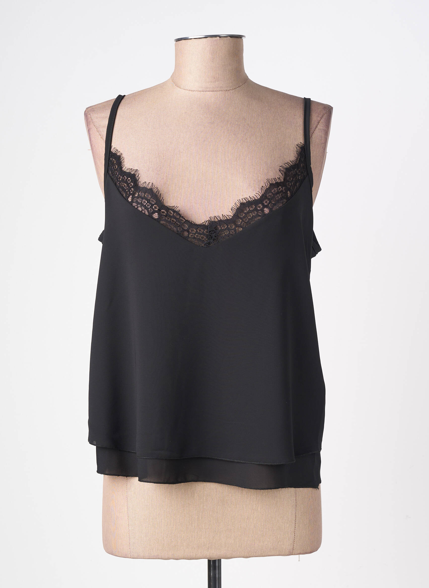 Top manches bretelles ajustables fines bretelles noir RINASCIMENTO femme