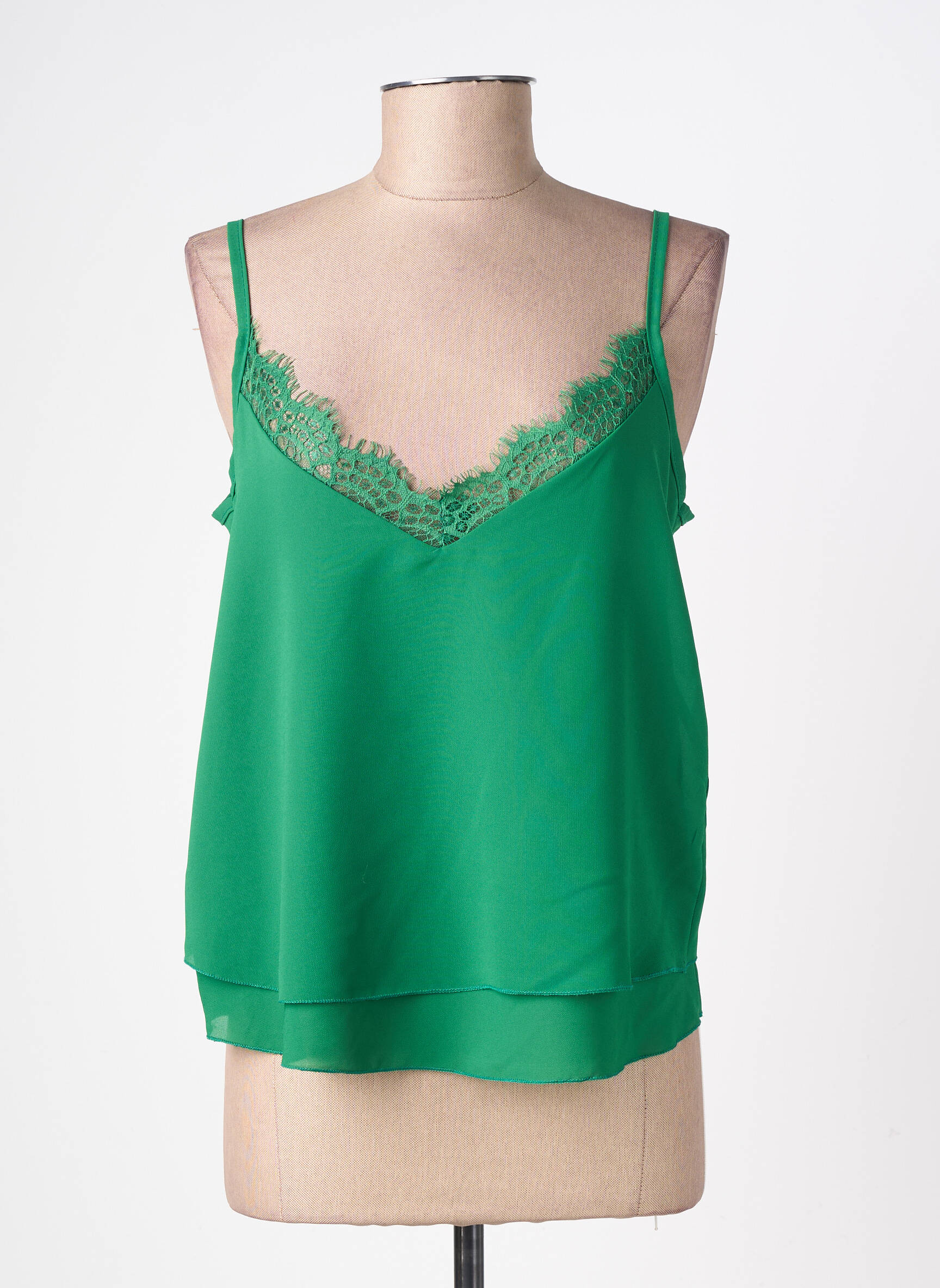Top manches bretelles ajustables fines bretelles vert RINASCIMENTO femme