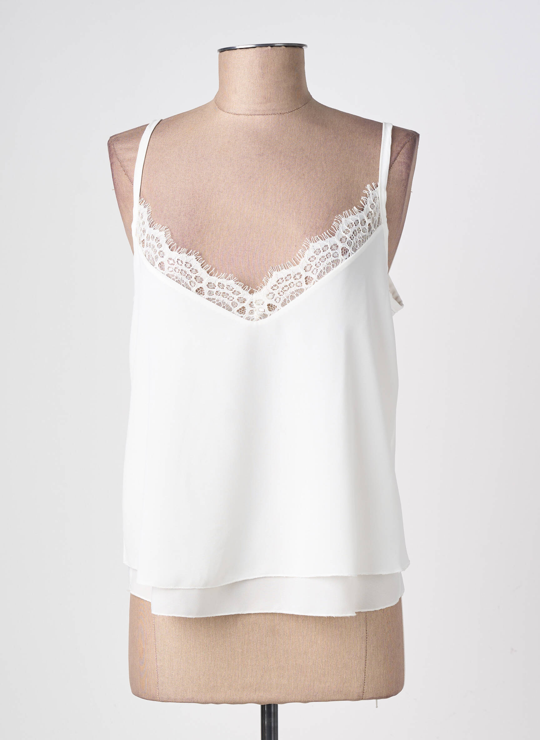 Top manches bretelles ajustables fines bretelles blanc RINASCIMENTO femme