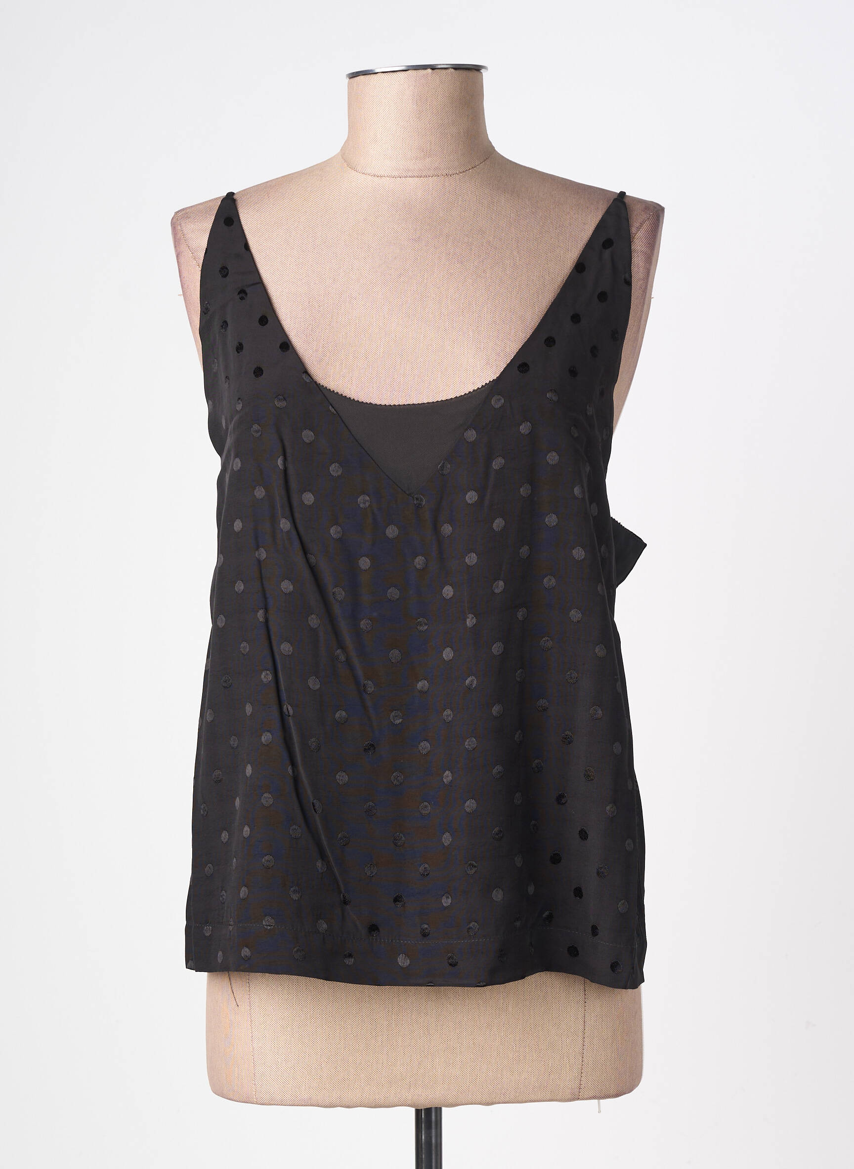 Top coupe fluide sans manche noir SUNCOO femme