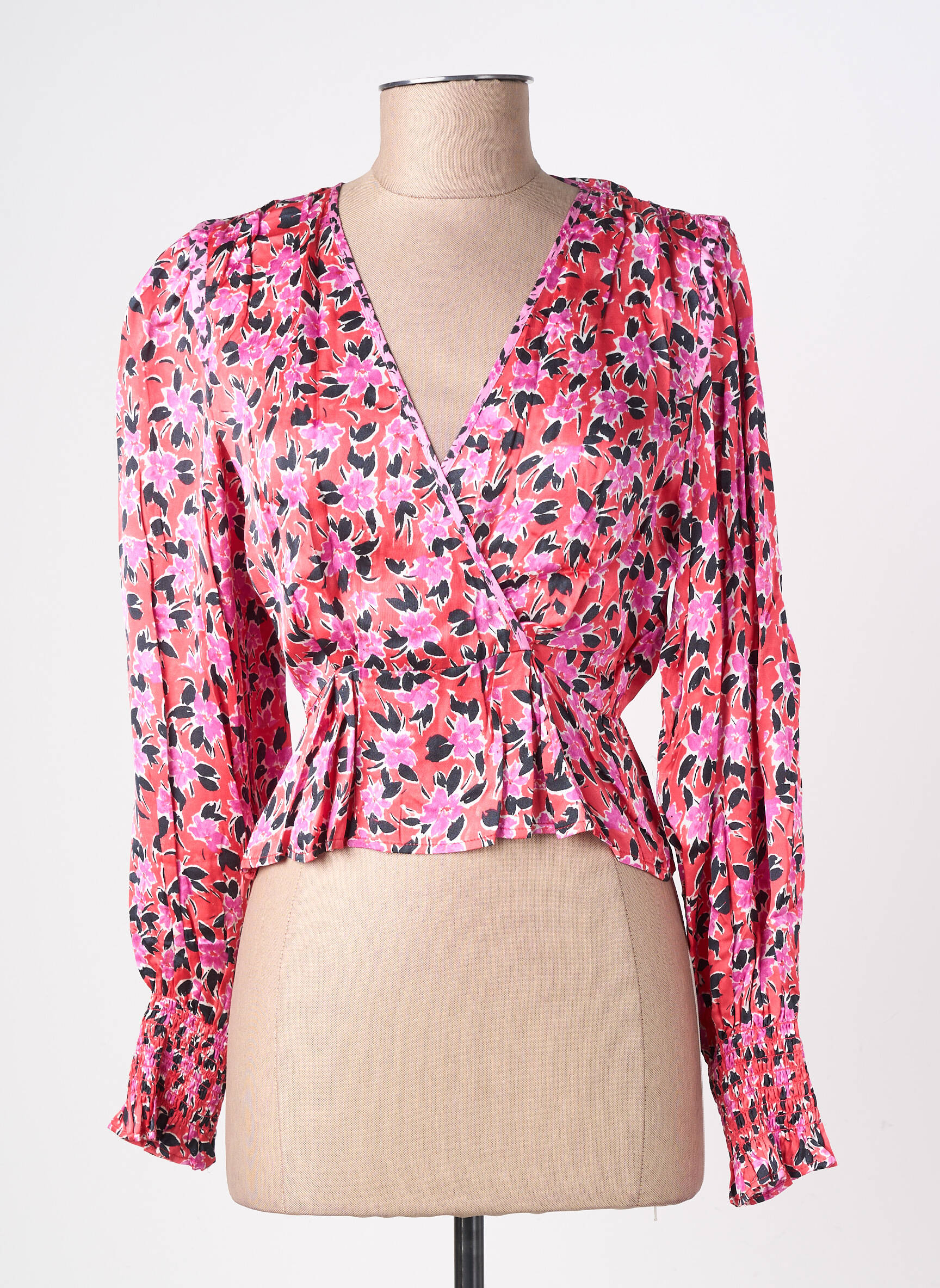 Top coupe cintrée manches longues rose SUNCOO femme