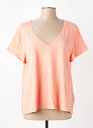 T-shirt col v manches courtes rose KANOPE femme