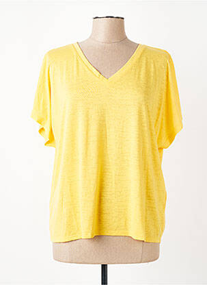 T-shirt col v manches courtes jaune FREEMAN T.PORTER femme