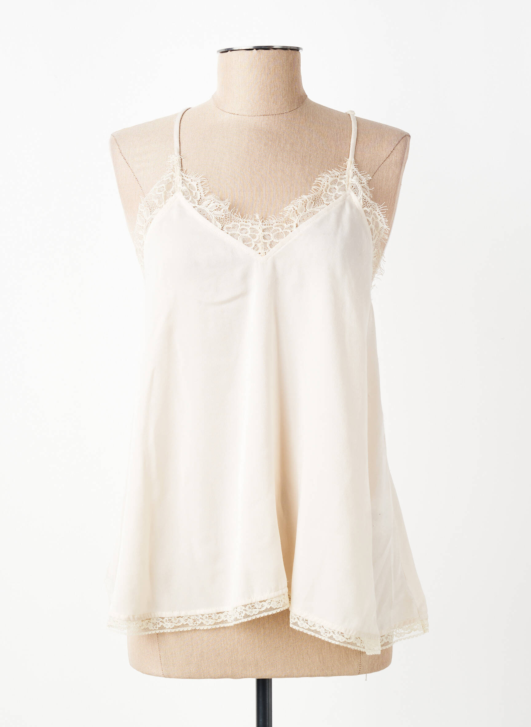 Top manches bretelles ajustables fines bretelles beige SCHOOL RAG femme