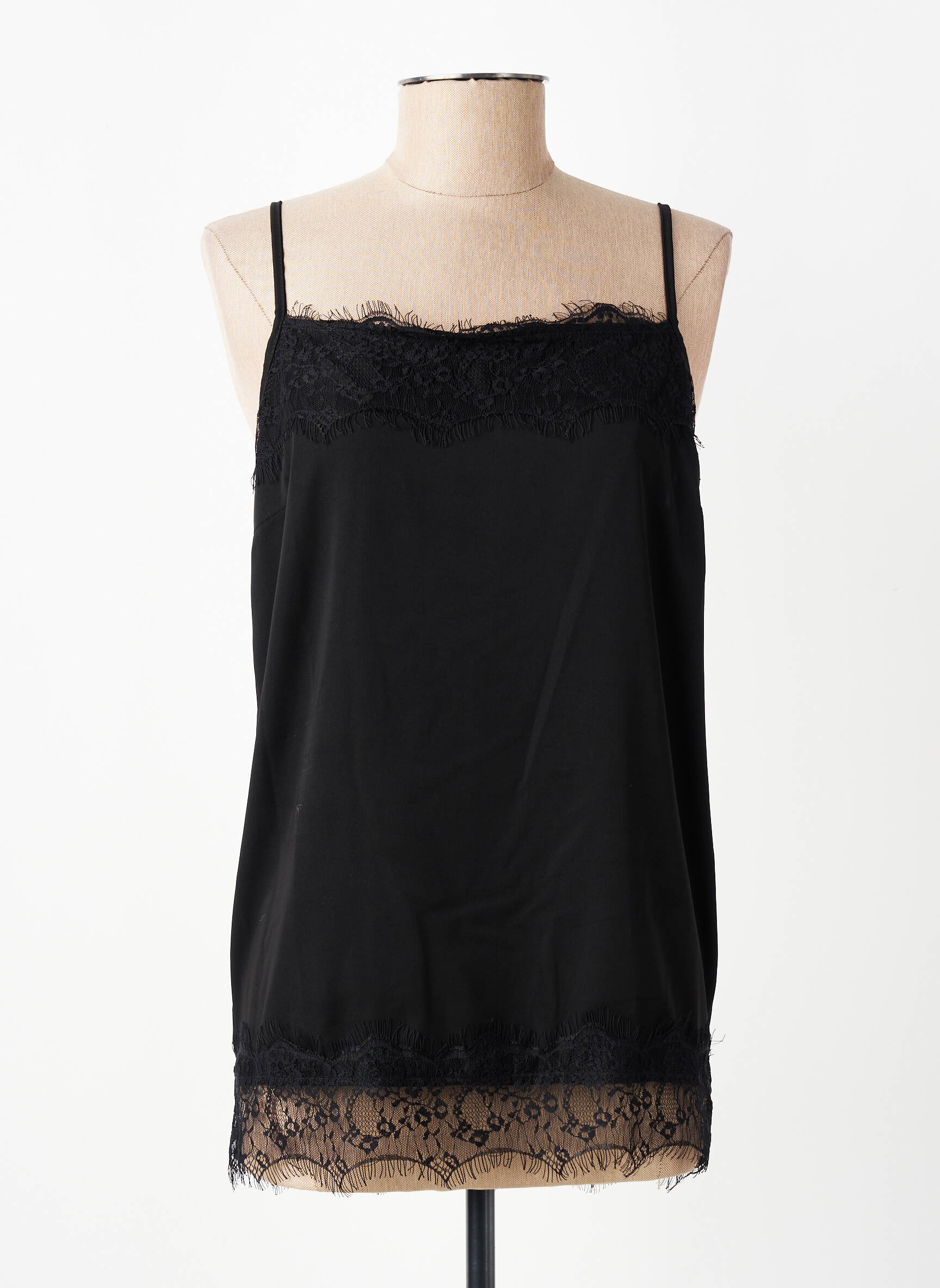 Top coupe fluide fines bretelles noir RINASCIMENTO femme