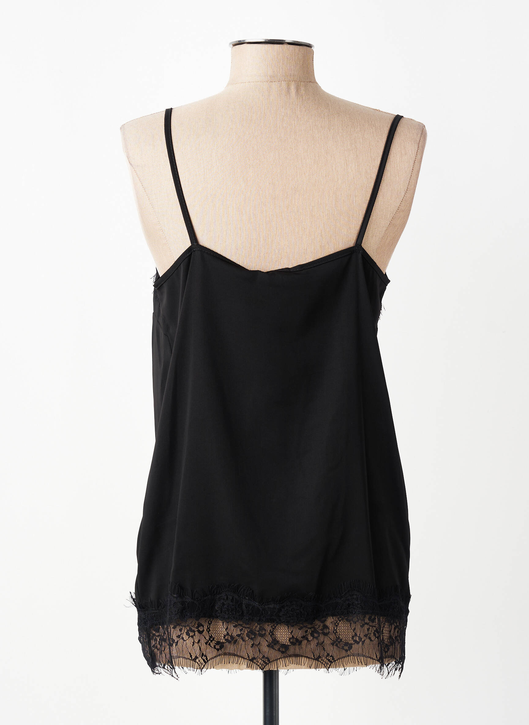 Top coupe fluide fines bretelles noir RINASCIMENTO femme