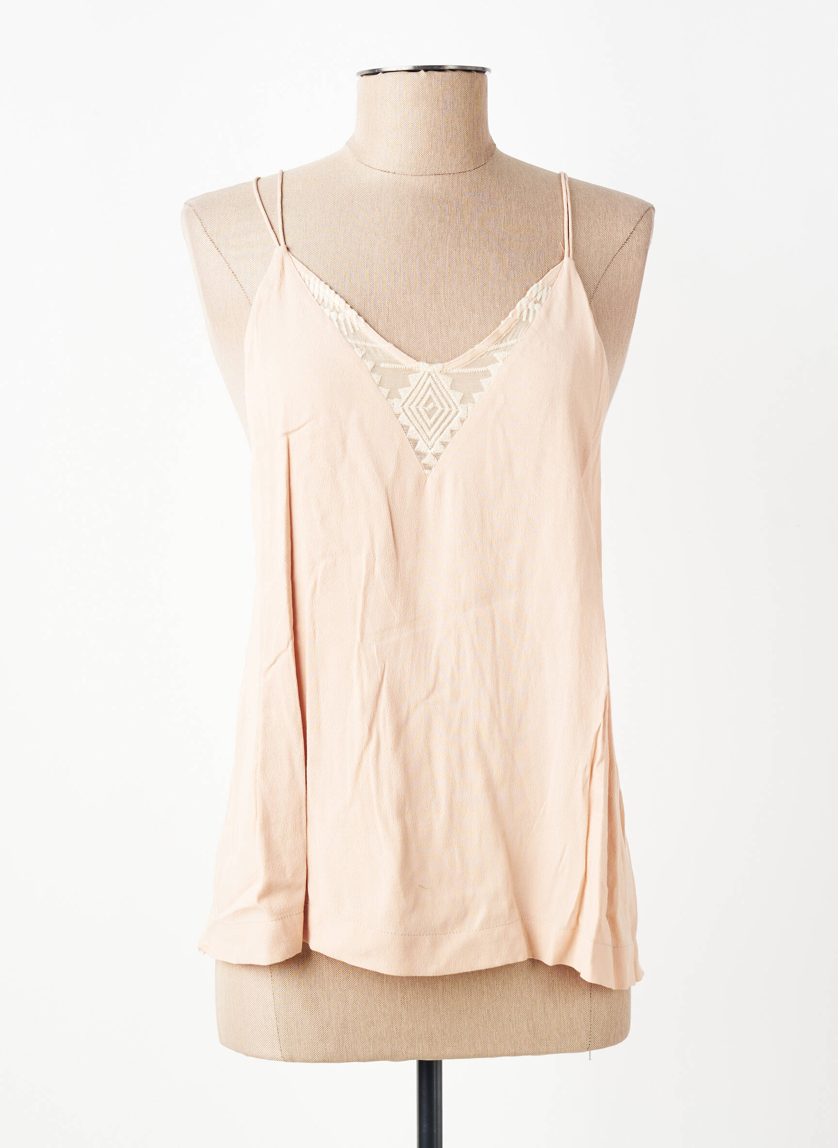Top coupe fluide fines bretelles rose SUNCOO femme