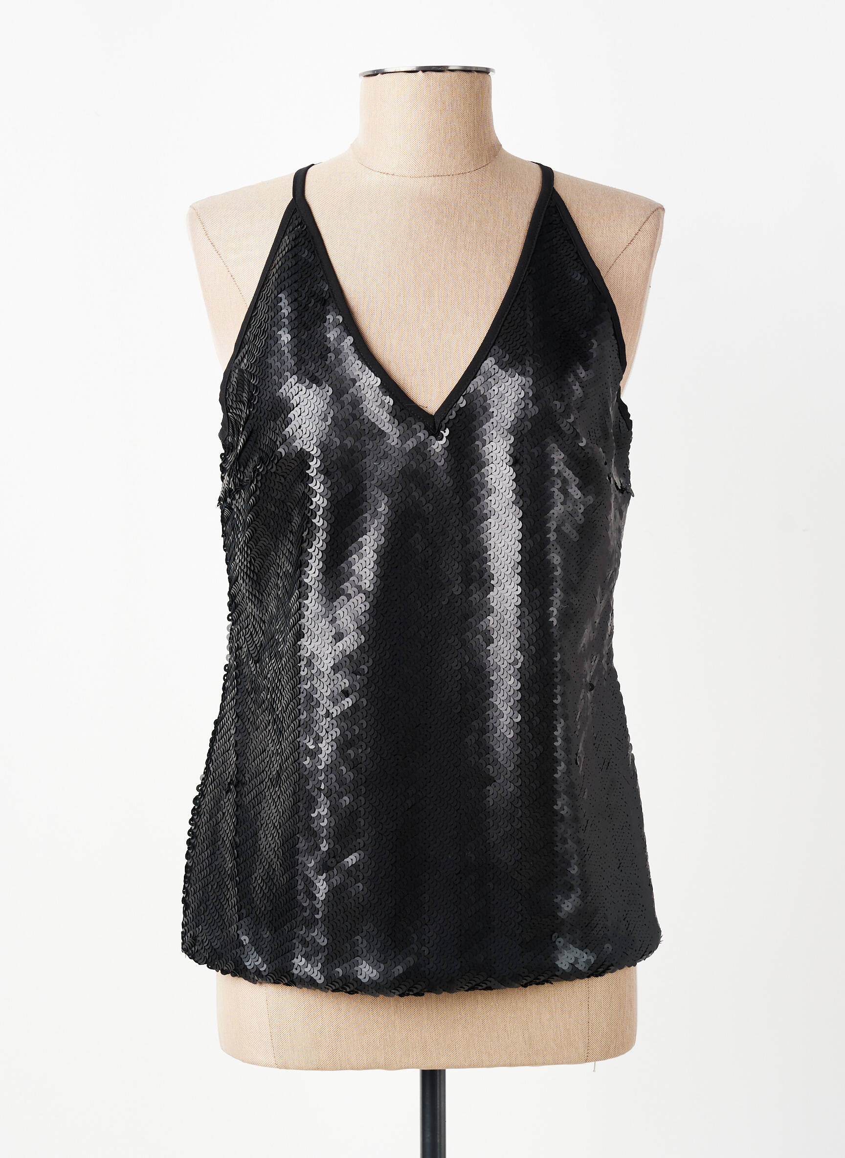 Top coupe cintrée sans manche noir RINASCIMENTO femme