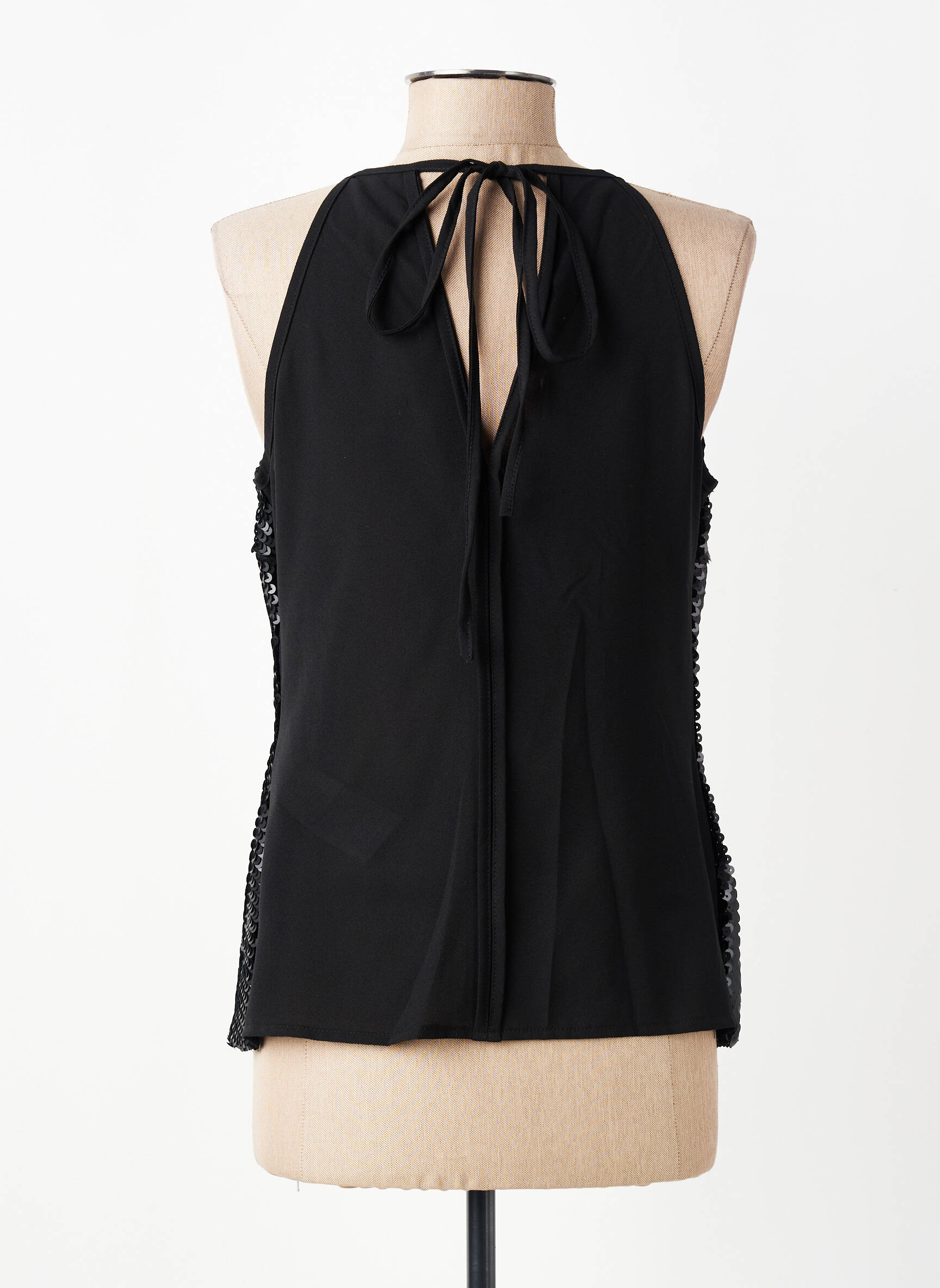 Top coupe cintrée sans manche noir RINASCIMENTO femme