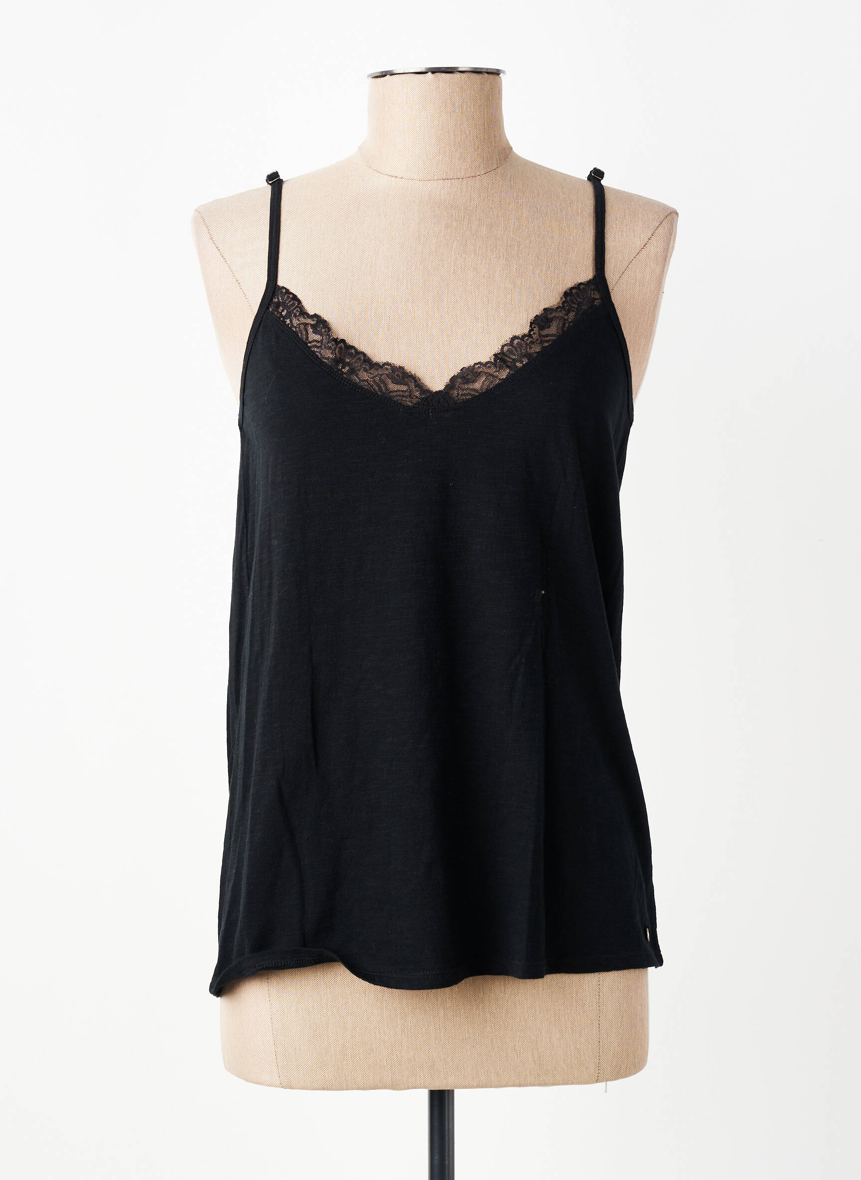 Top manches bretelles ajustables fines bretelles noir YERSE femme
