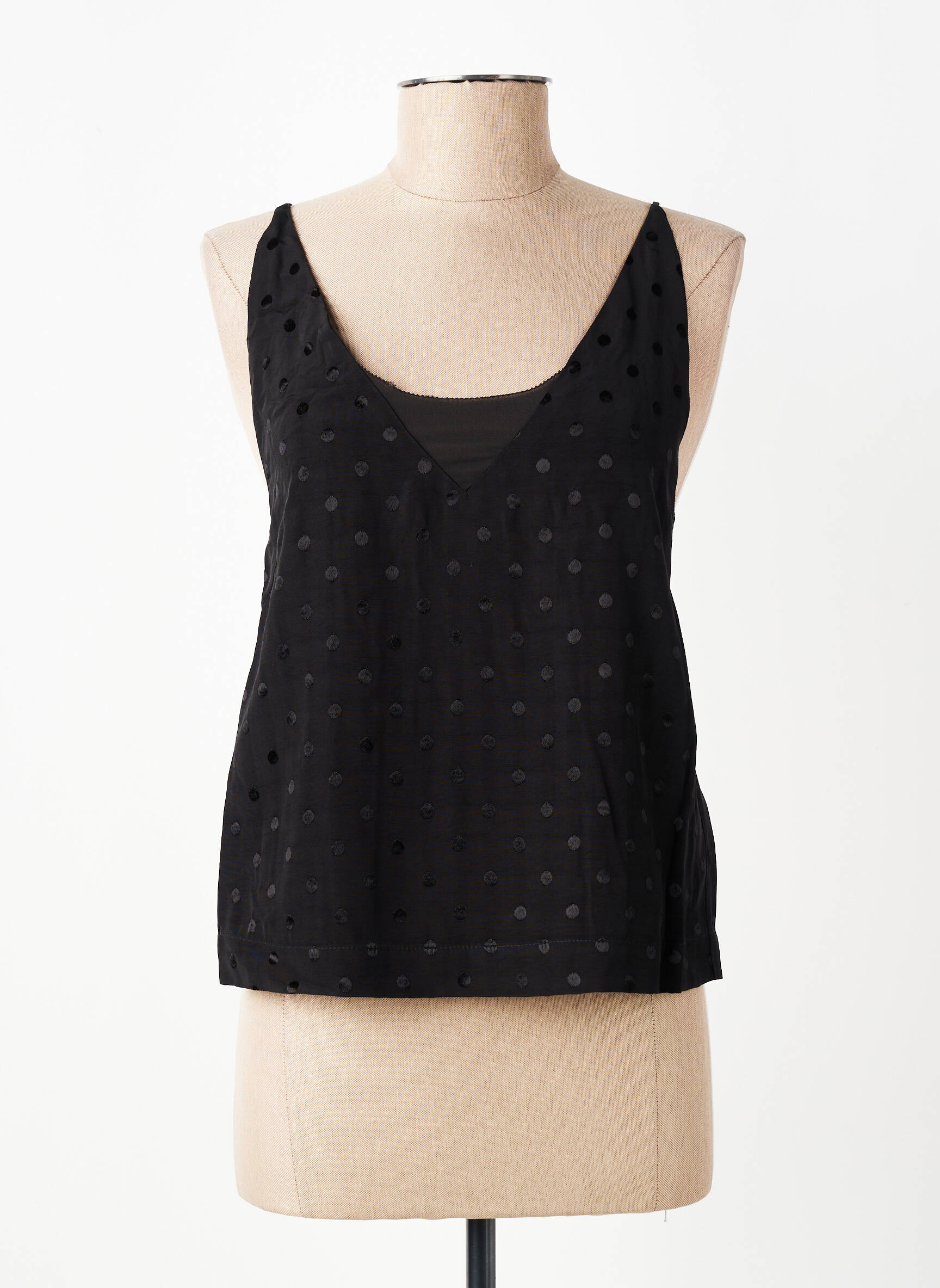 Top coupe cintrée sans manche noir SUNCOO femme