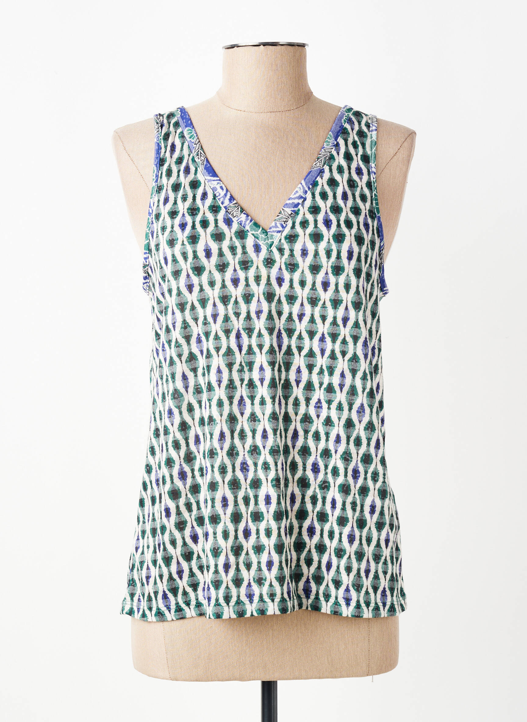 Top tissage jersey sans manche vert LOLA ESPELETA femme