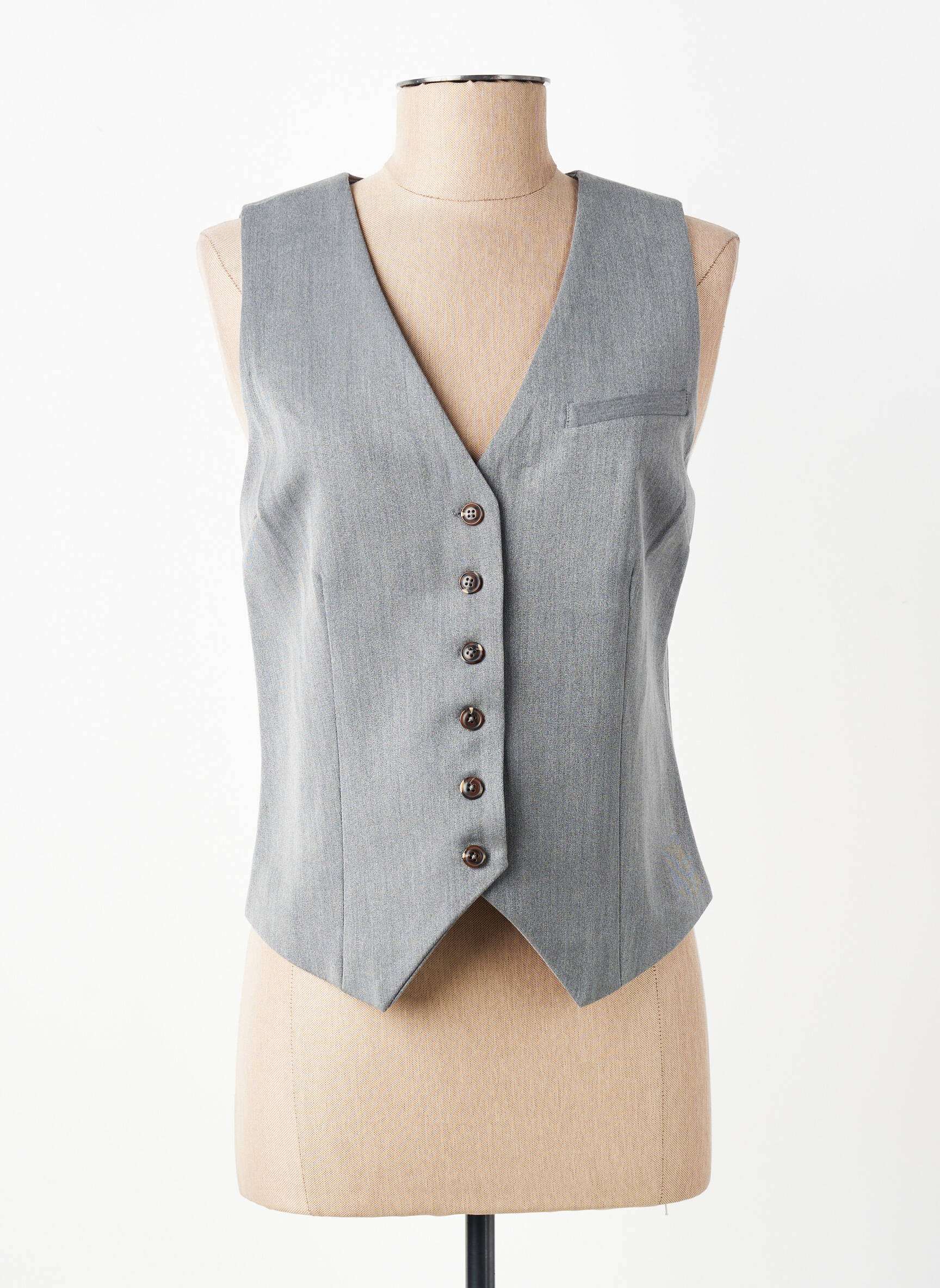 Gilet sans manche poches gris VAN-DOS femme