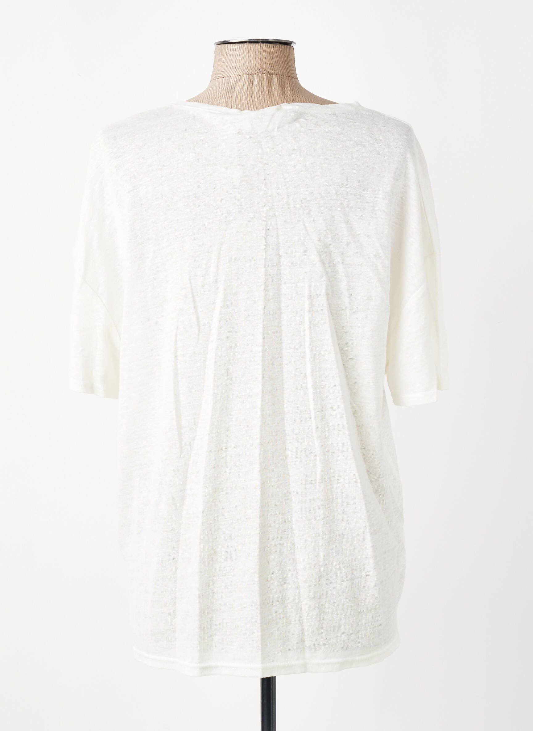 T-shirt col v manches courtes blanc INDI & COLD femme