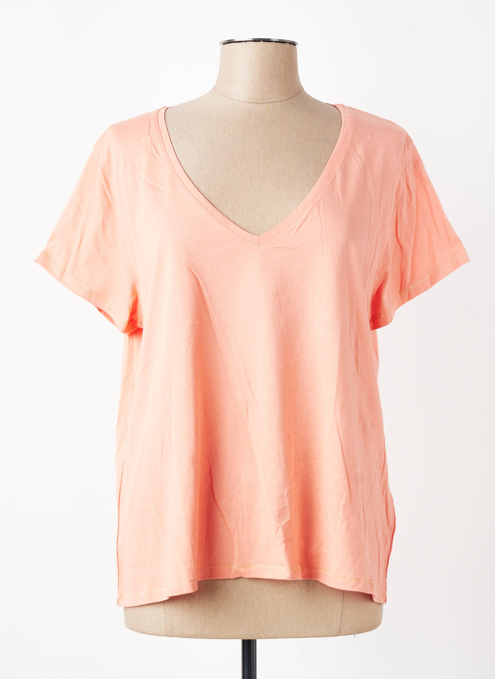 T-shirt col v manches courtes rose KANOPE femme