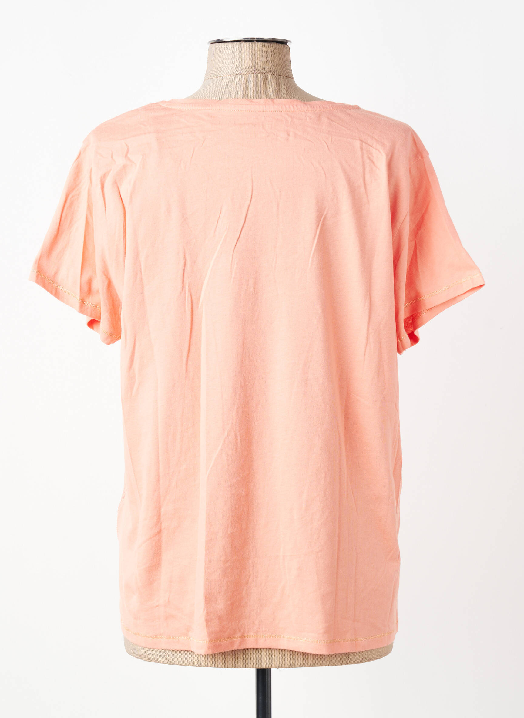 T-shirt col v manches courtes rose KANOPE femme