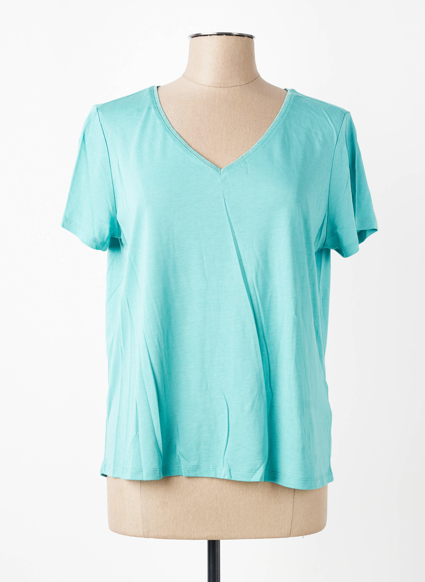 T-shirt col v manches courtes bleu LOLA ESPELETA femme