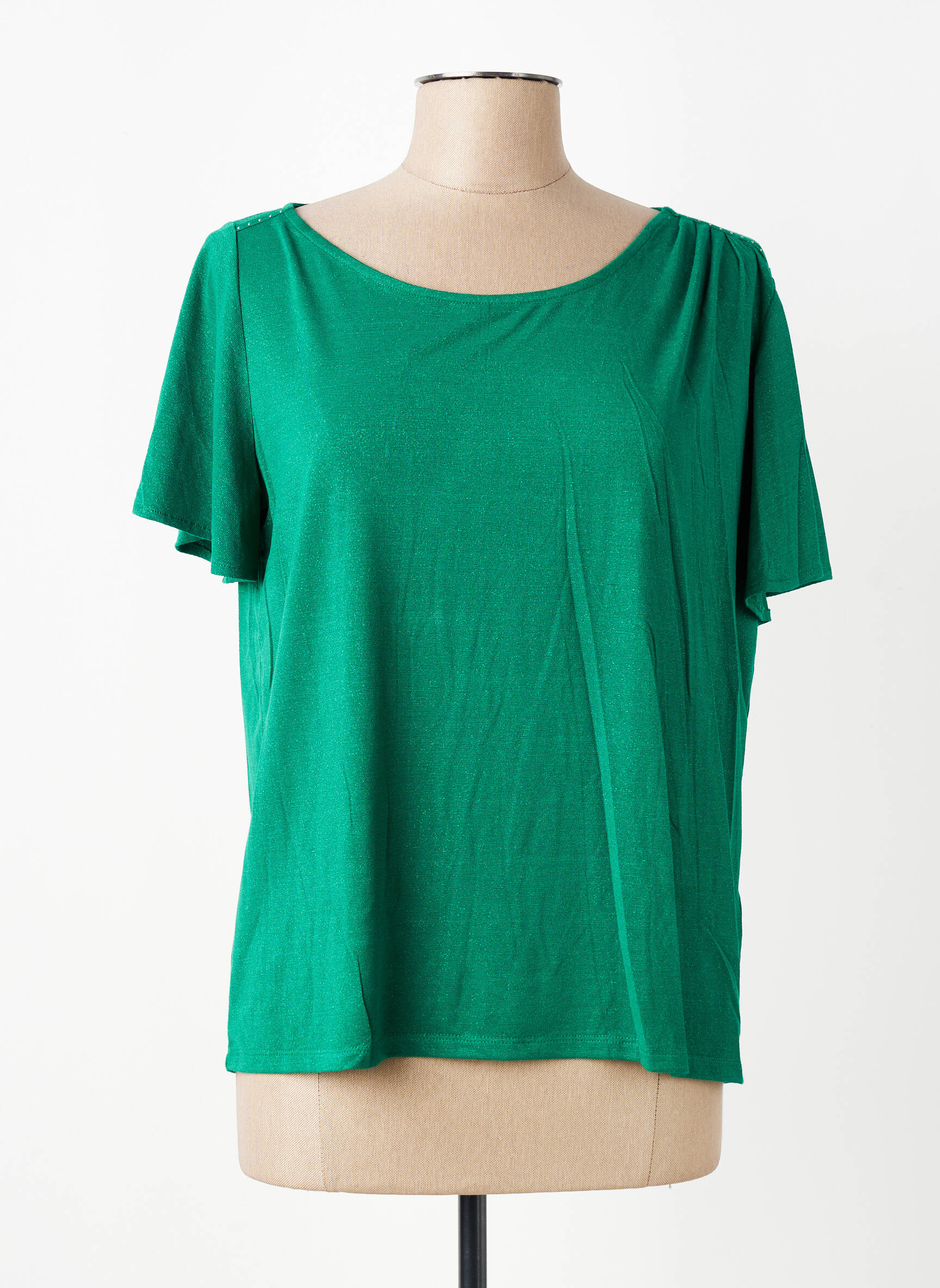 Top stretch manches courtes vert LOLA ESPELETA femme