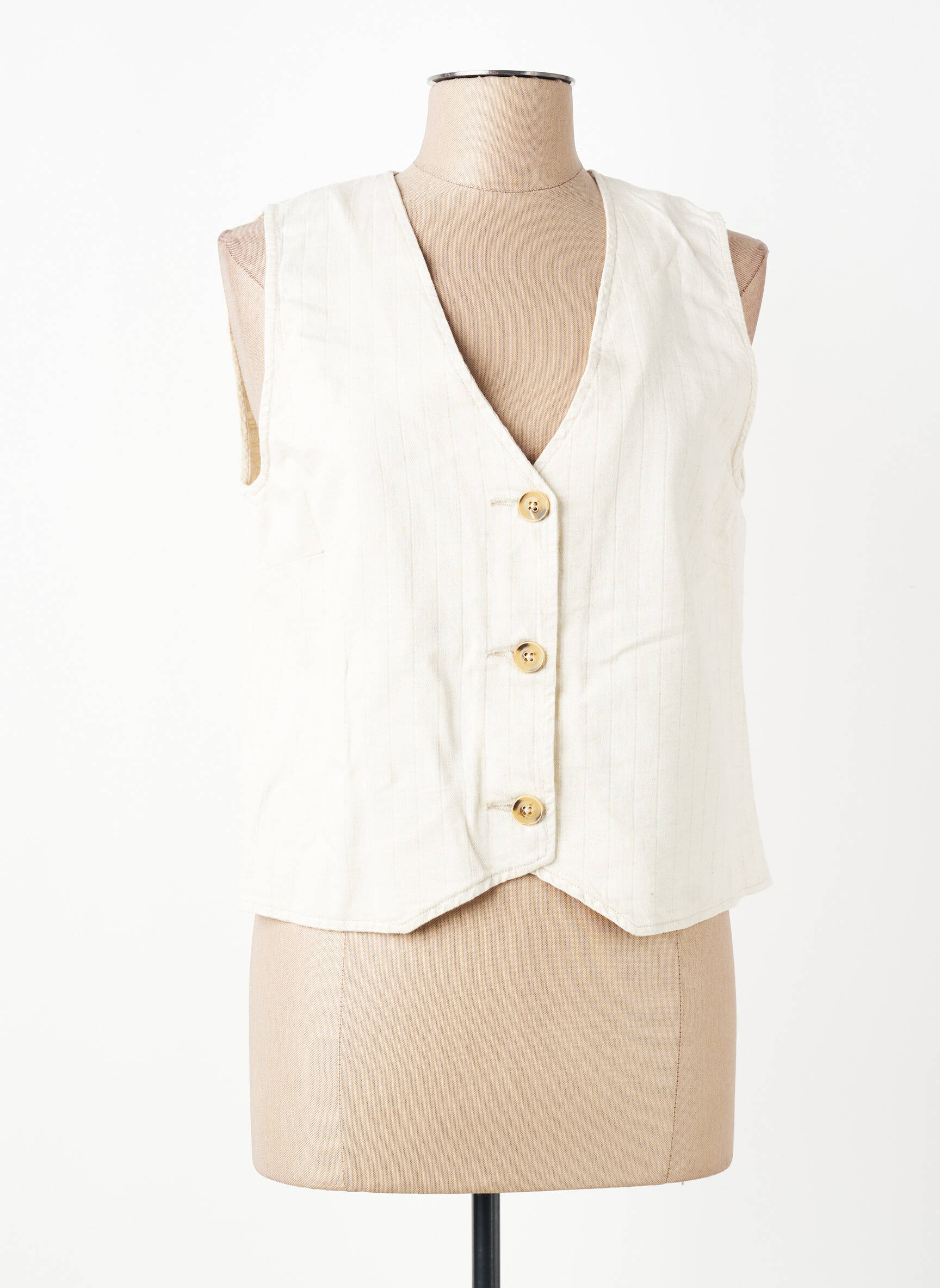 Gilet sans manche coupe cintrée beige INDI & COLD femme