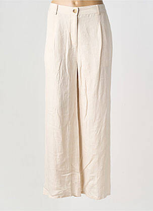 Pantalon large tissage crêpe taille normale beige VAN-DOS femme