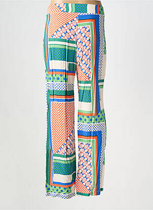 Pantalon droit tissage crêpe taille normale vert SUNCOO femme