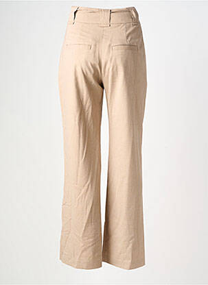 Pantalon flare fermeture zippée sous rabat avec crochet taille haute beige SUNCOO femme