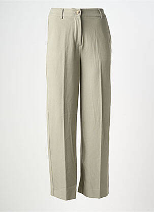 Pantalon droit tissage crêpe taille haute vert YERSE femme