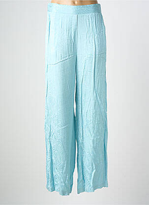 Pantalon large fermeture zip latéral taille normale bleu SUNCOO femme
