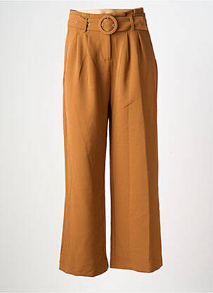 Pantalon large tissage crêpe taille haute marron CHERRY PARIS femme