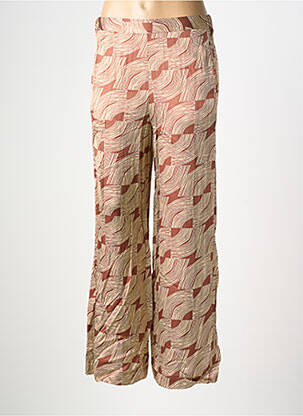 Pantalon large coupe fluide taille haute marron YERSE femme