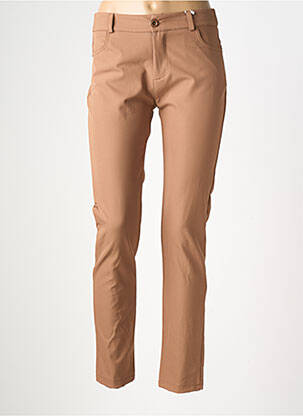 Pantalon slim tissage popeline taille normale marron RINASCIMENTO femme