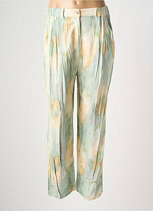 Pantalon droit tissage crêpe taille normale vert INDI & COLD femme