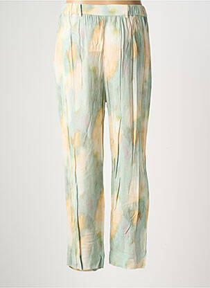 Pantalon droit tissage crêpe taille normale vert INDI & COLD femme