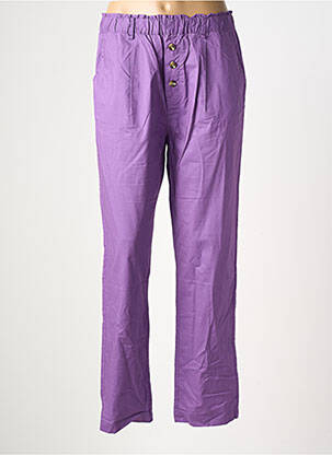 Pantalon droit tissage popeline taille normale violet YERSE femme