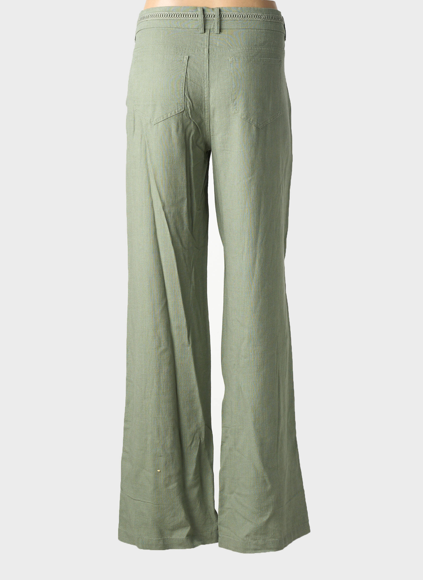 Pantalon droit tissage crêpe taille normale vert FREEMAN T.PORTER femme