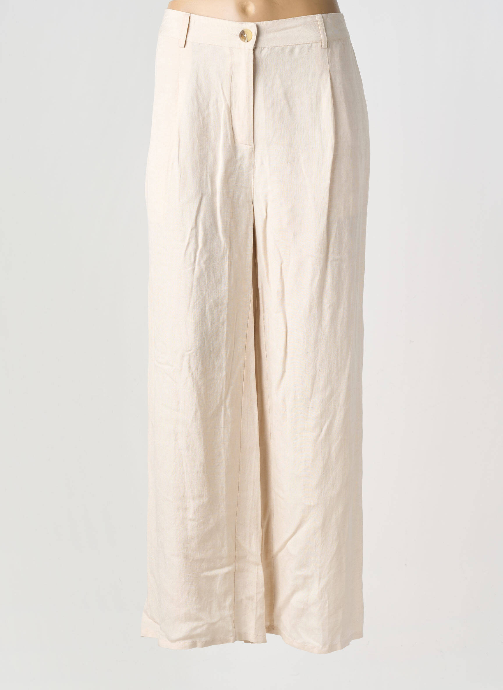 Pantalon large tissage crêpe taille normale beige VAN-DOS femme