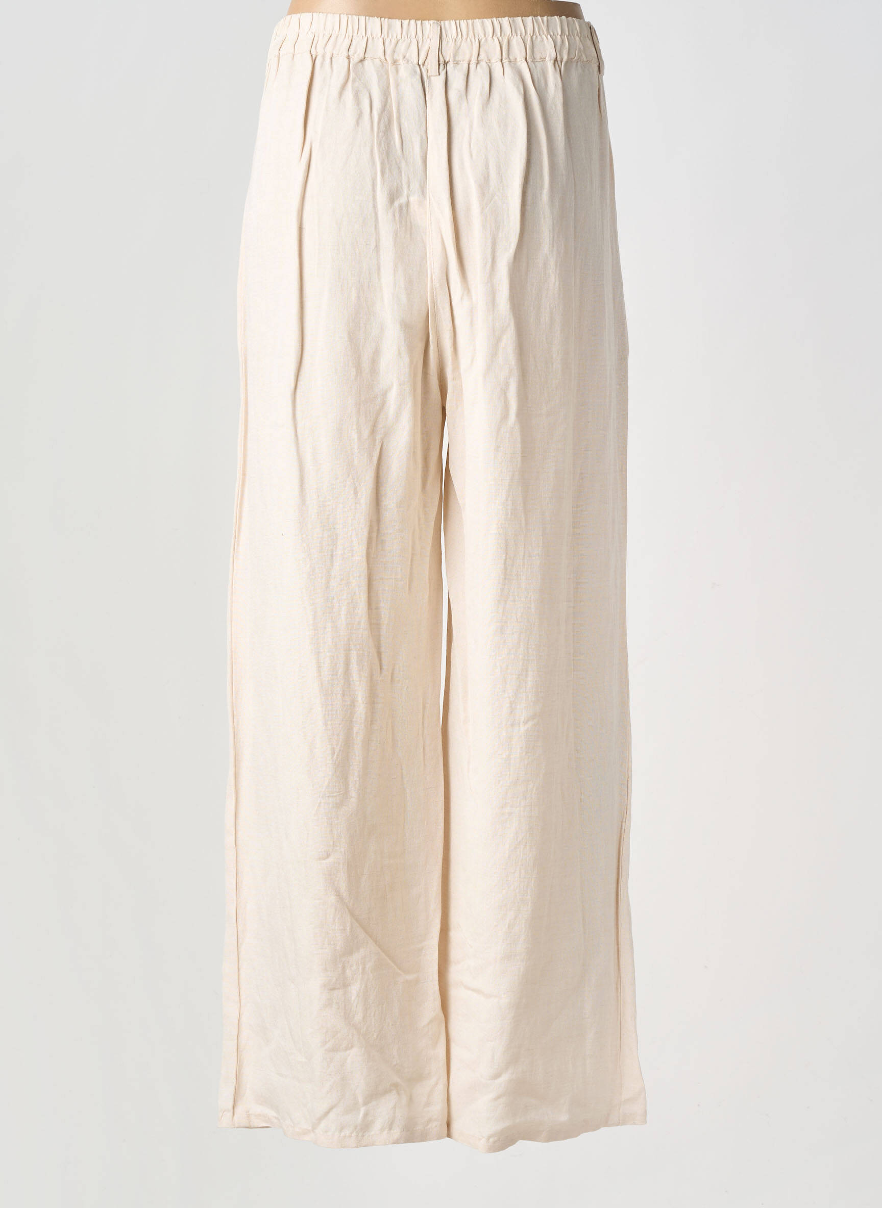 Pantalon large tissage crêpe taille normale beige VAN-DOS femme