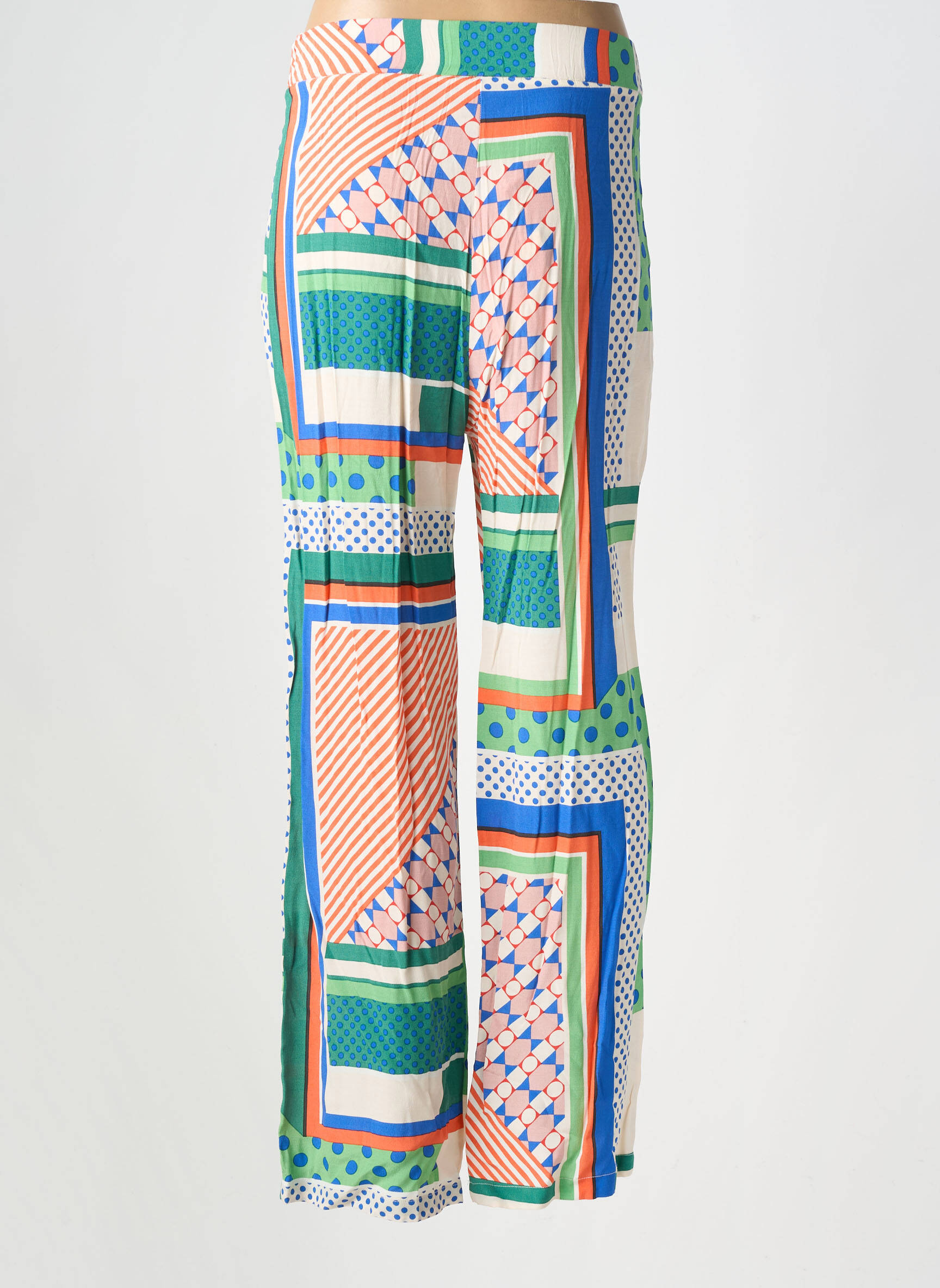 Pantalon droit tissage crêpe taille normale vert SUNCOO femme