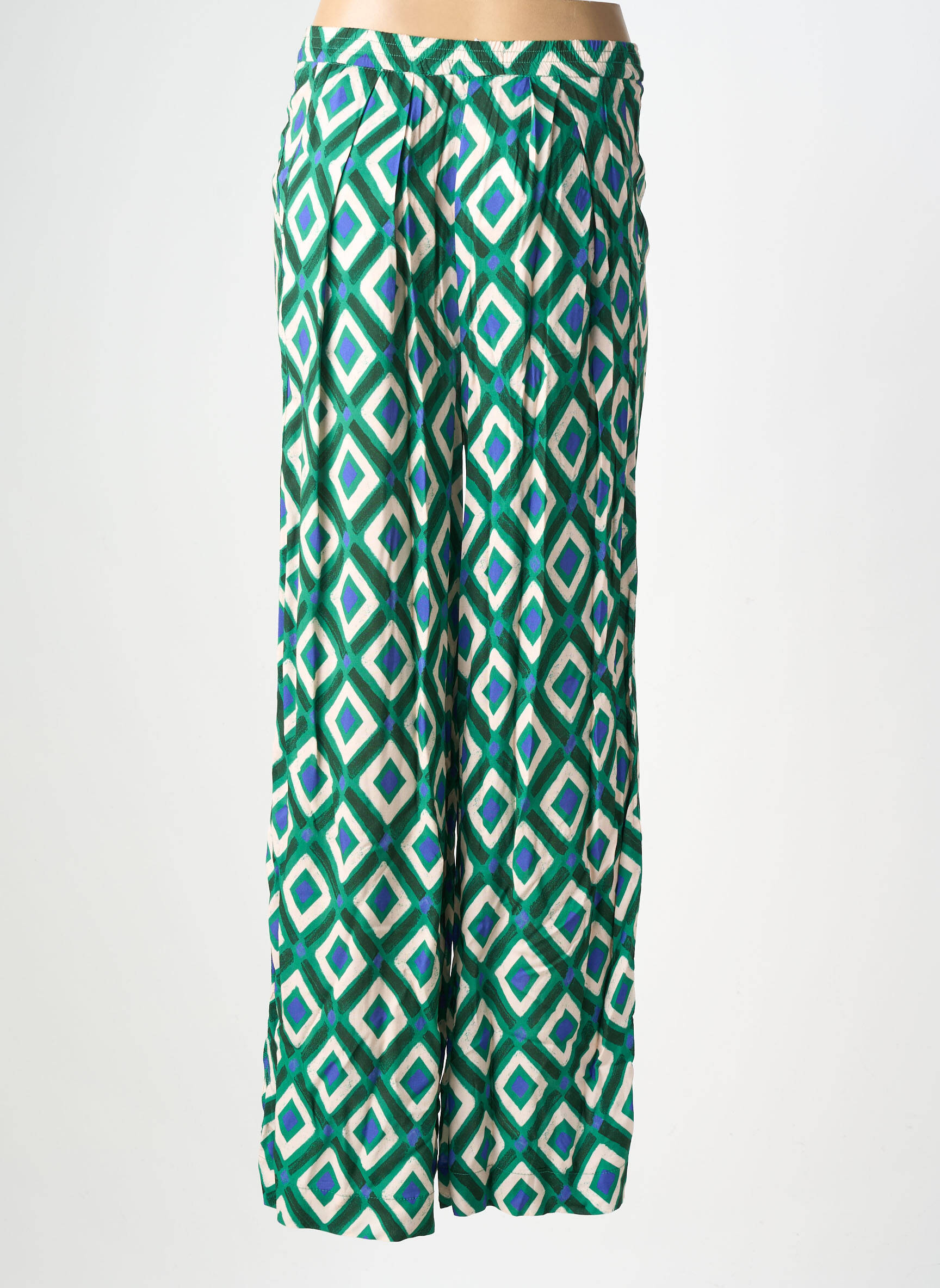Pantalon large tissage popeline taille normale vert KANOPE femme