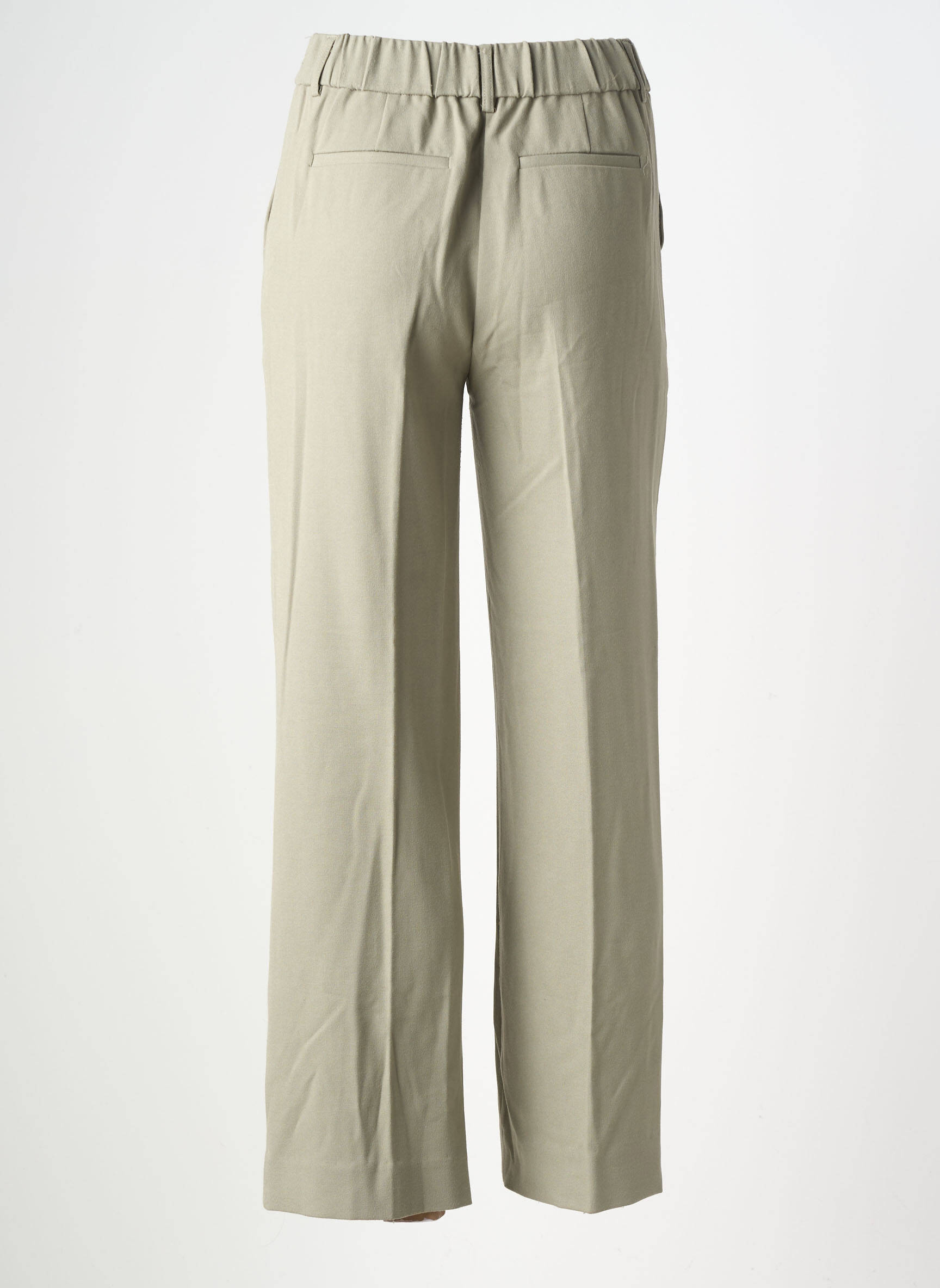 Pantalon droit tissage crêpe taille haute vert YERSE femme