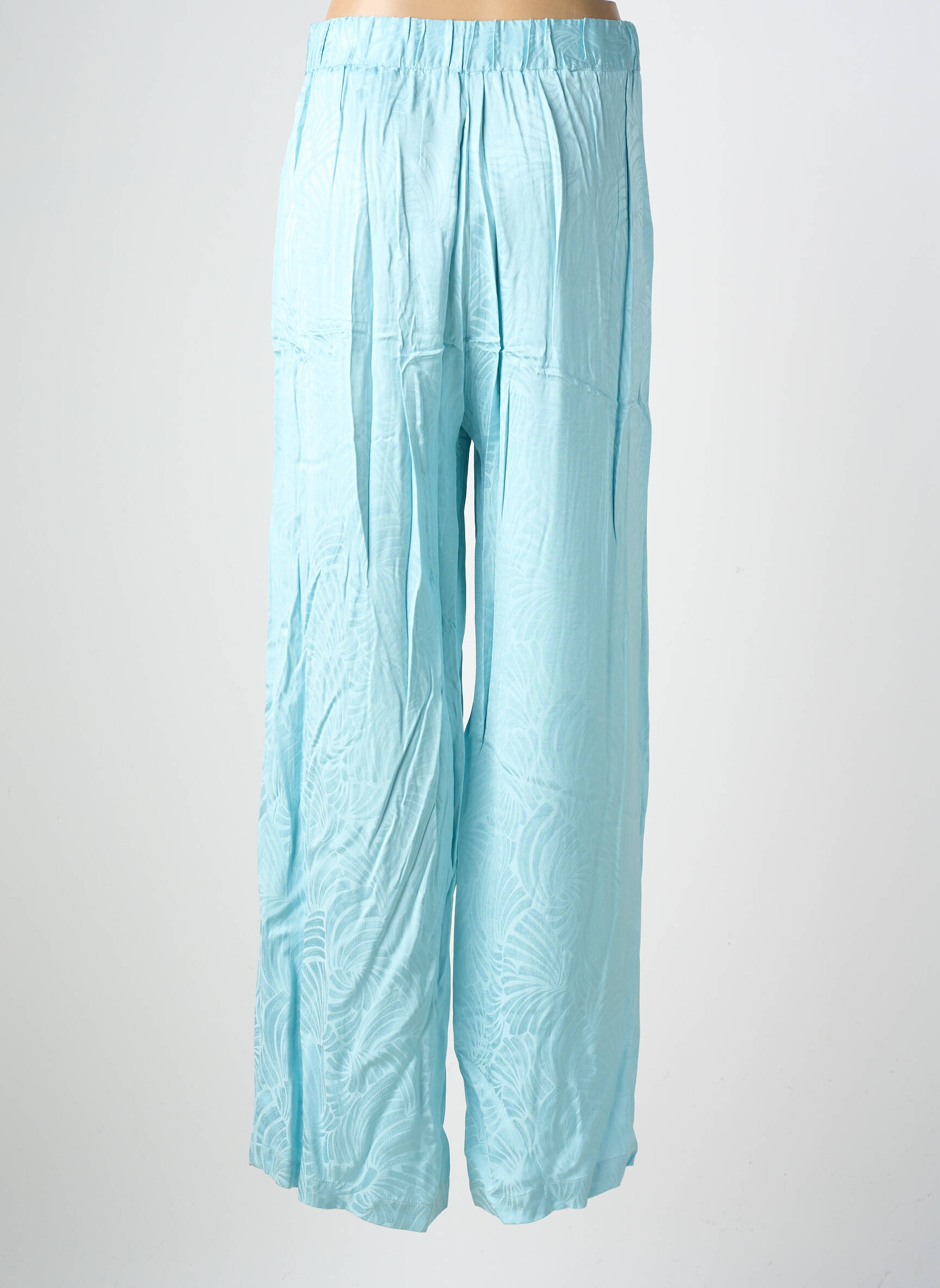 Pantalon large fermeture zip latéral taille normale bleu SUNCOO femme