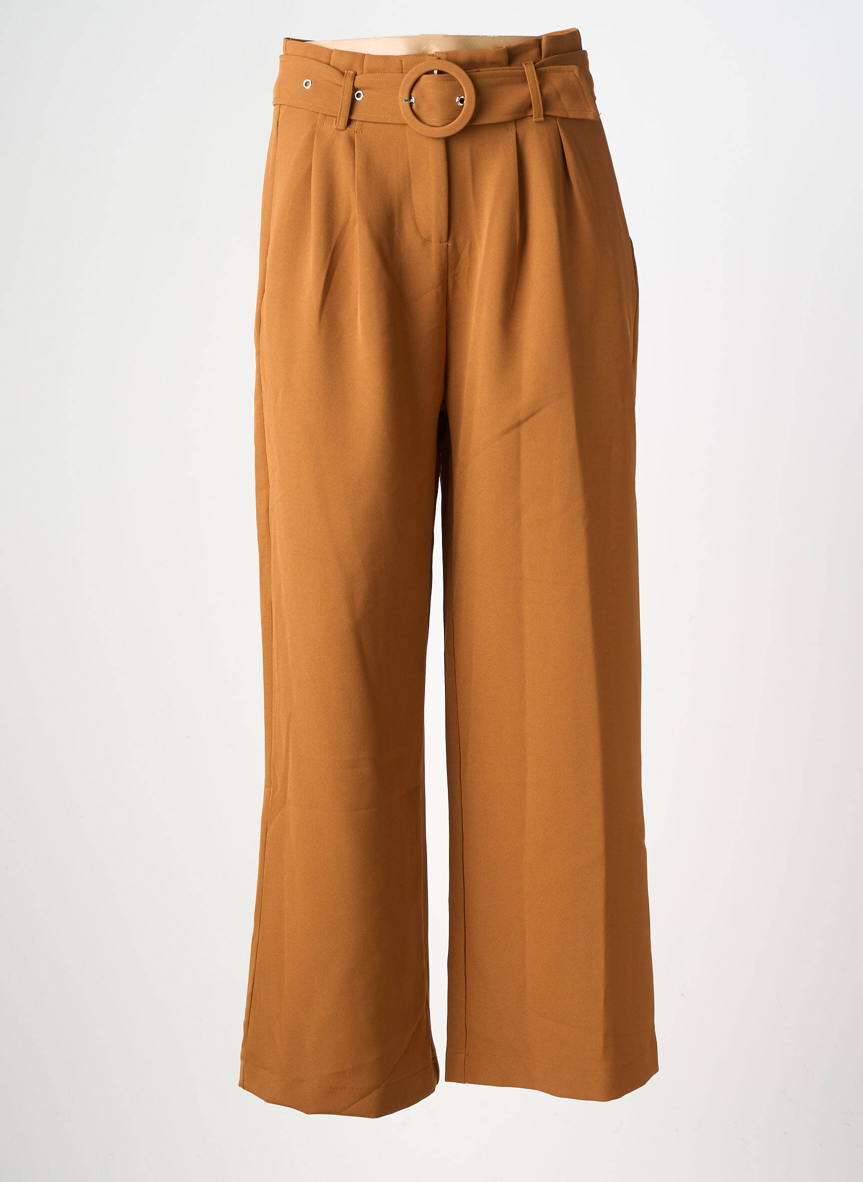 Pantalon large tissage crêpe taille haute marron CHERRY PARIS femme
