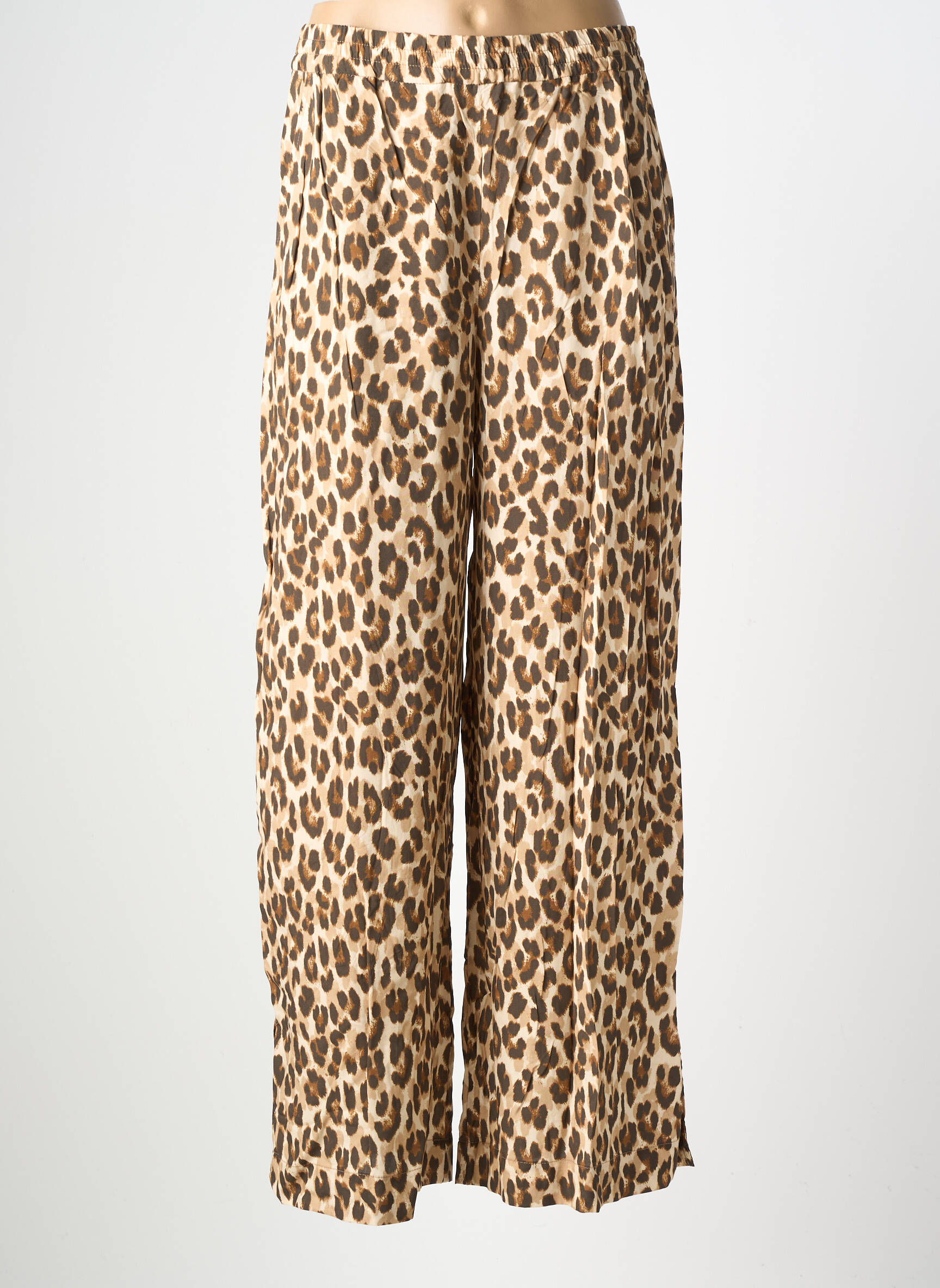 Pantalon large tissage popeline taille normale beige KANOPE femme