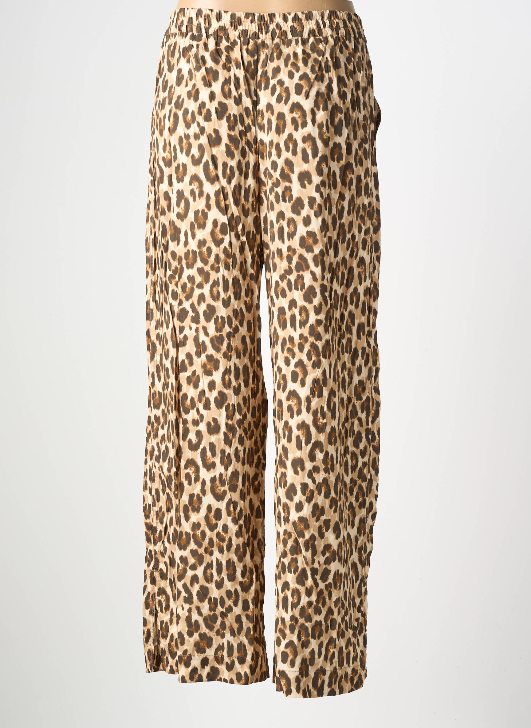 Pantalon large tissage popeline taille normale beige KANOPE femme