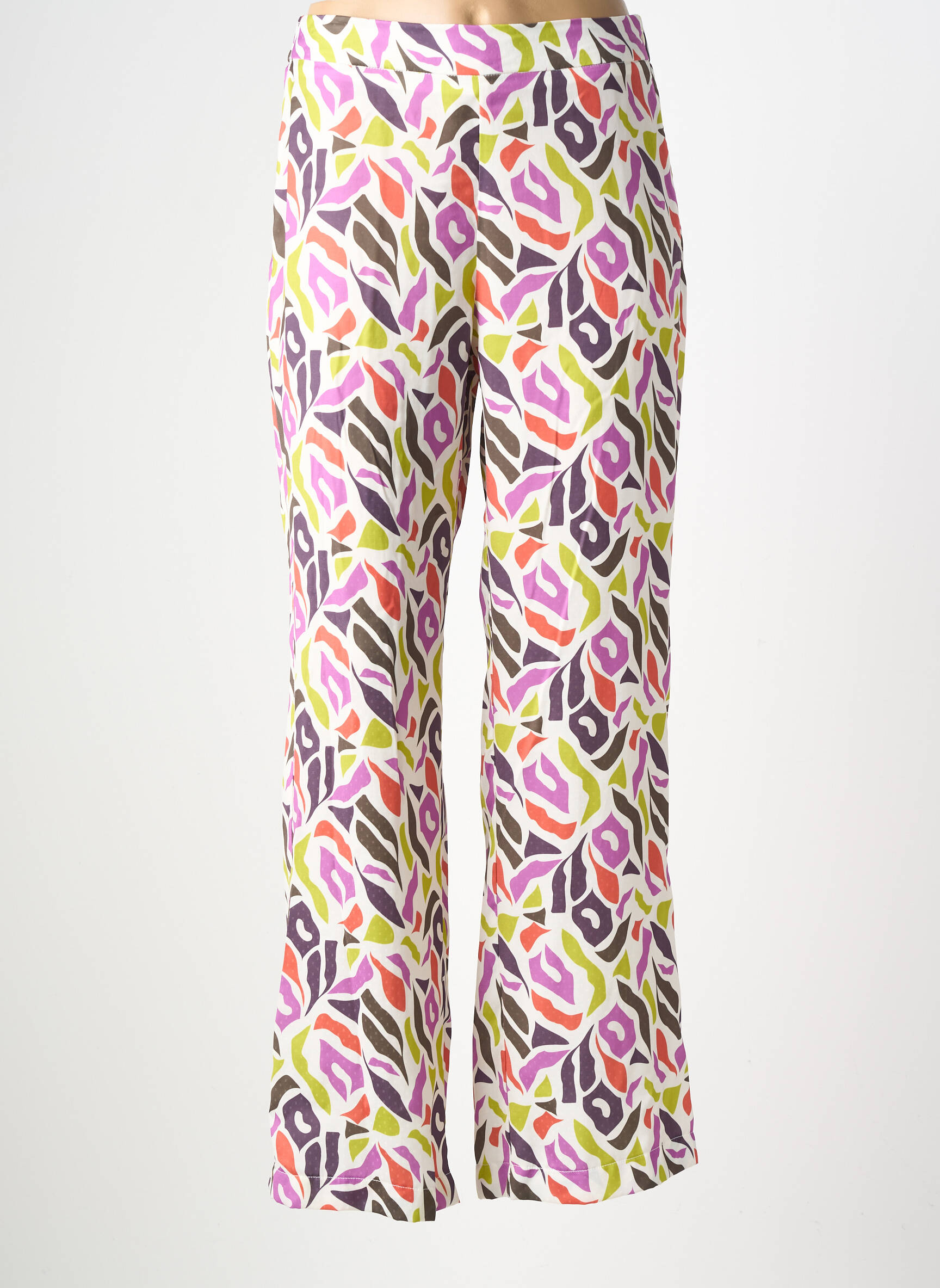Pantalon large fermeture zip latéral taille haute violet VAN-DOS femme