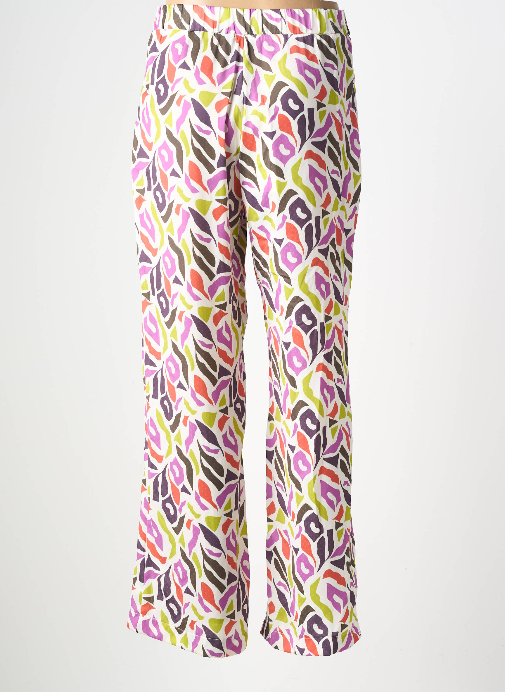 Pantalon large fermeture zip latéral taille haute violet VAN-DOS femme