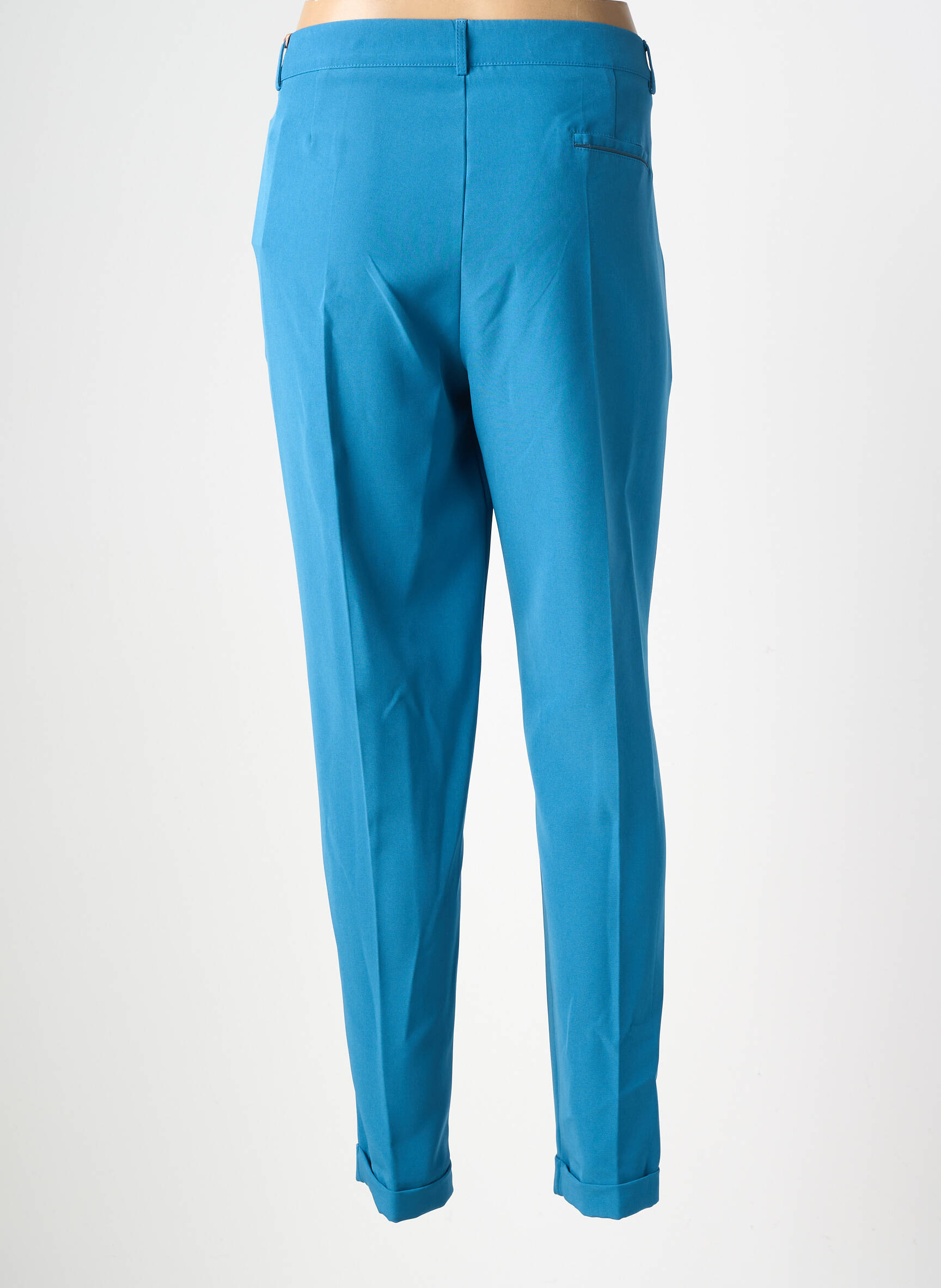 Pantalon droit tissage popeline taille normale bleu AMELIE & AMELIE femme