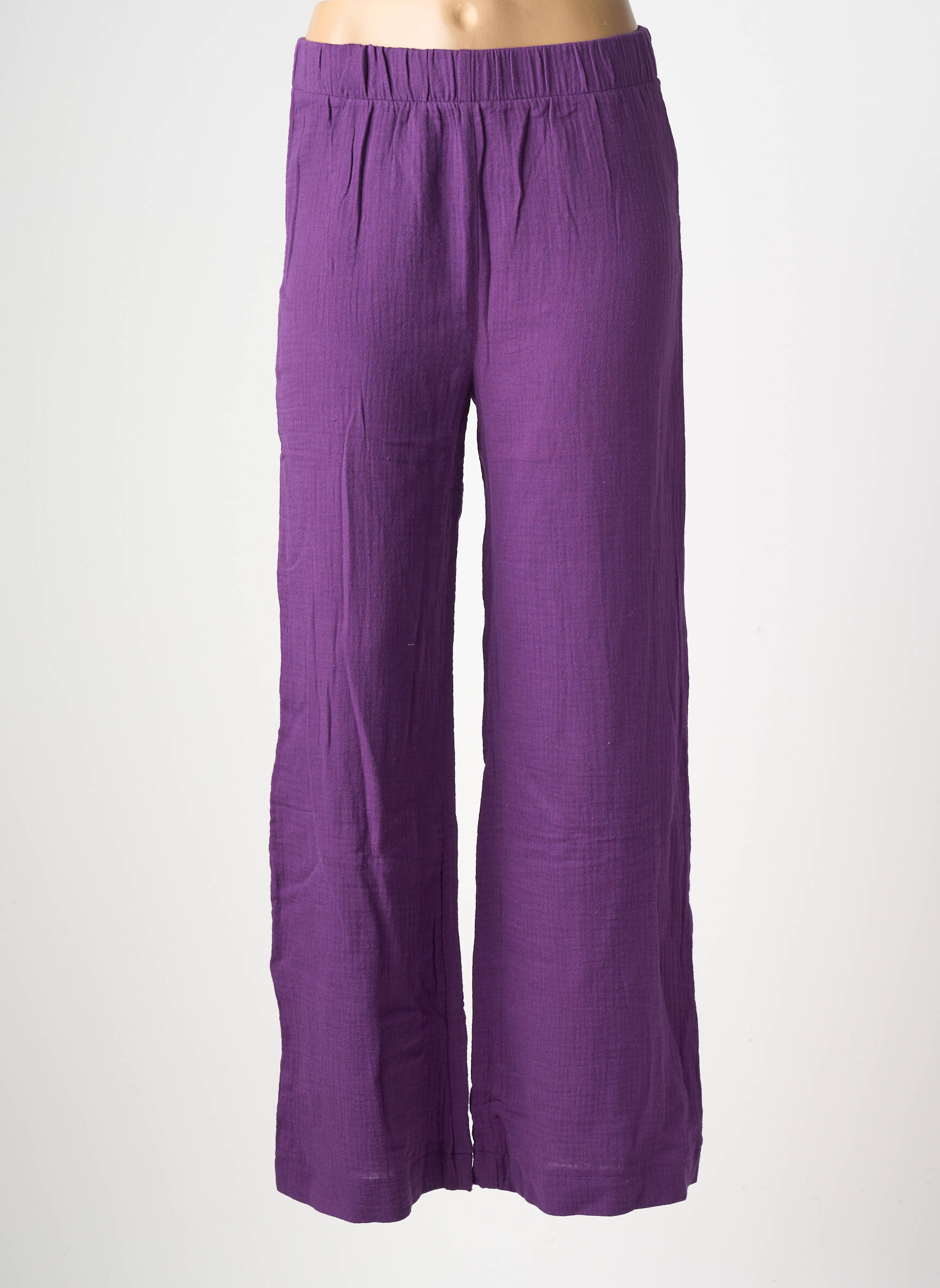 Pantalon large tissage crêpe taille normale violet RUE MAZARINE femme