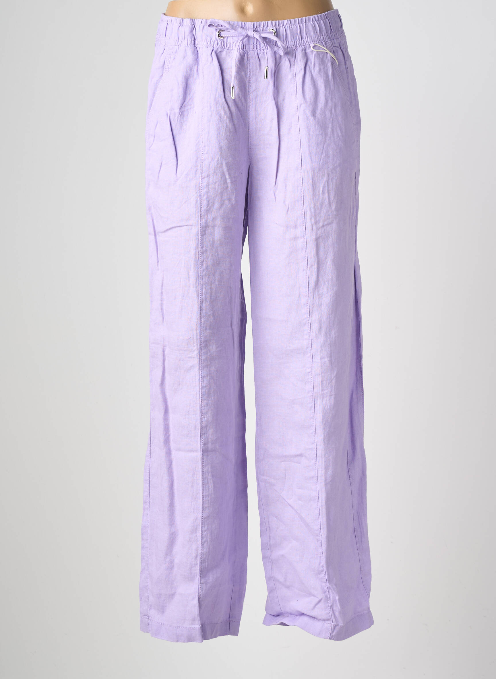 Pantalon large tissage crêpe taille haute violet STREET ONE femme